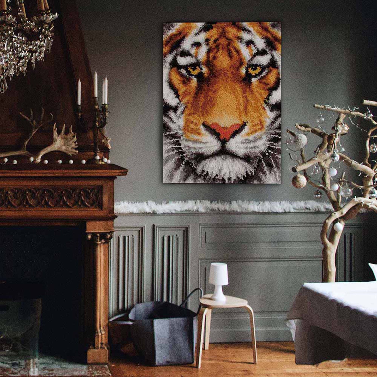 Tiger latch hook kits for adults, size 27.5x21.6 in/70x55cm